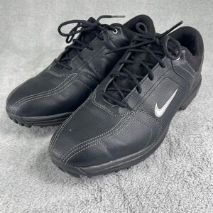 Nike Golf Shoes Women Size 8.5 Black Leather Lace Up Spiked Cleats 336040-001